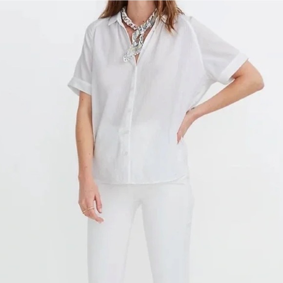 Madewell Tops - Madewell white gauze button up shirt size medium